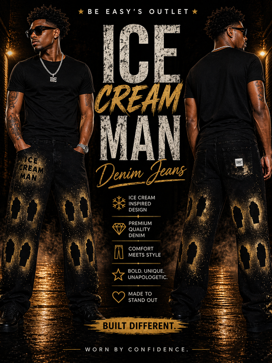 Men’s  Ice Cream Man Denim Jeans Straight Leg