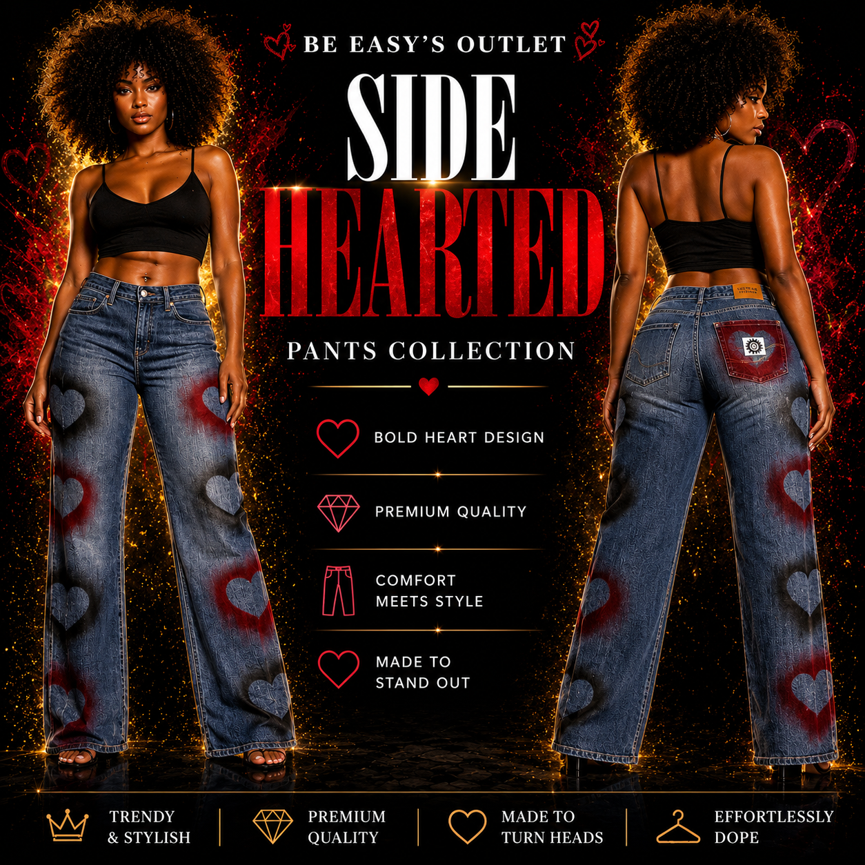 Side Hearted Denim Jeans