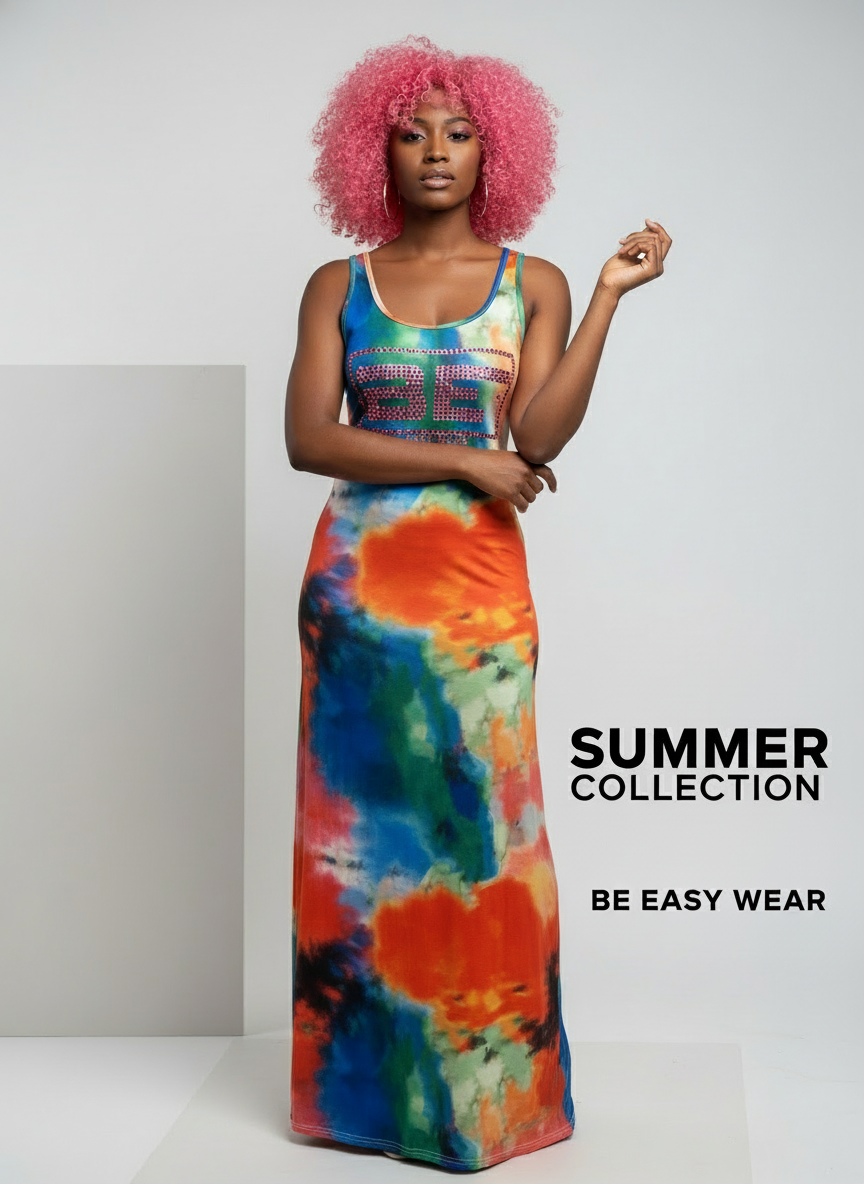 Sun Dress Banner - Black Female Model with Pink Bling Logo