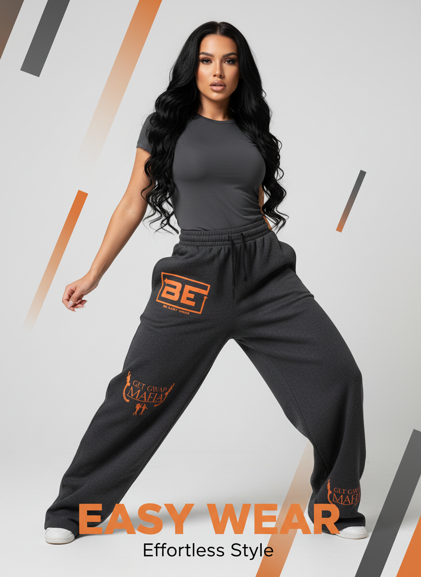 Jogging Pants Banner - White Female Model