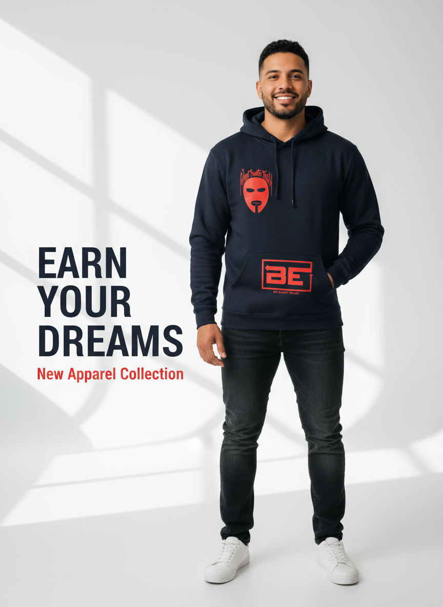 Mexican male model in blue hoodie banner