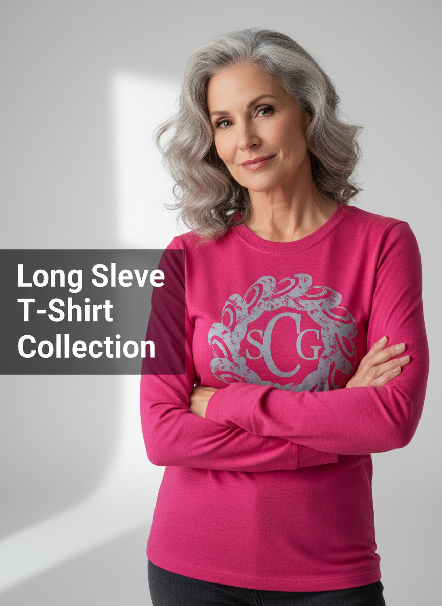 Long Sleeve T-Shirt Banner - Pink with Gray Logo
