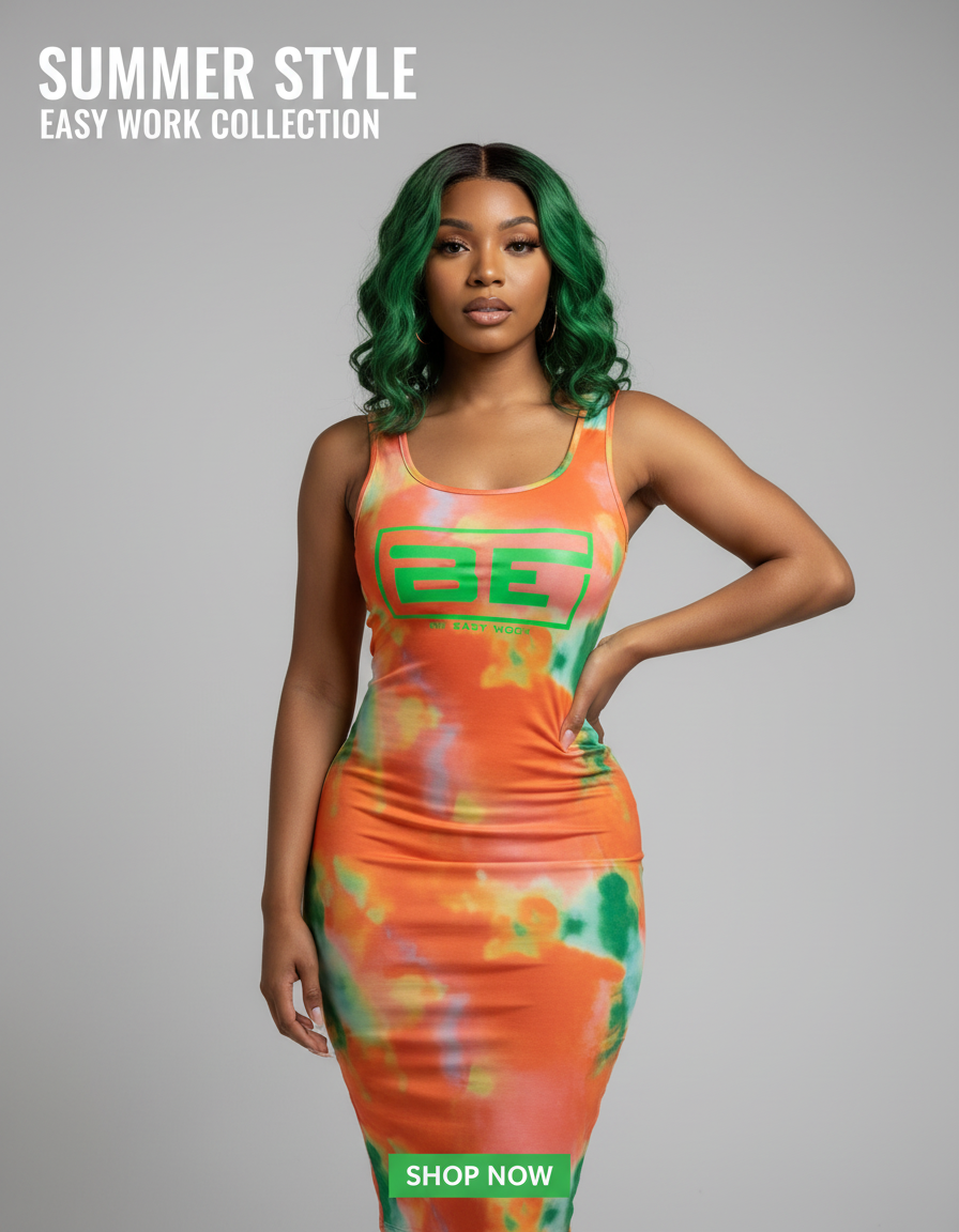 Sun Dress Banner - Russian Female Model with Green Hair